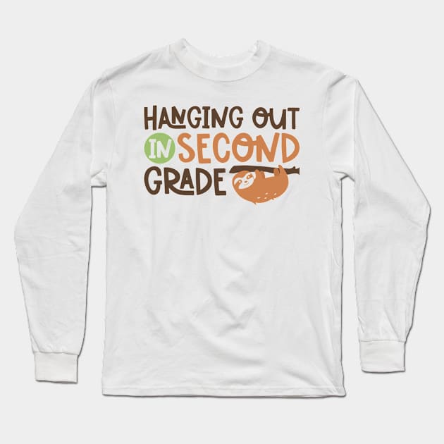 Hanging Out in Second Grade Kids School Back to School Funny Long Sleeve T-Shirt by ThreadSupreme